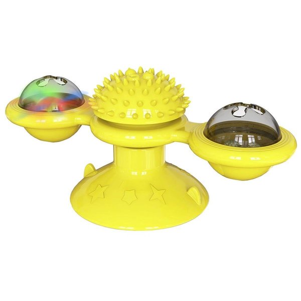 Petpurifiers Windmill Rotating Suction Cup Spinning Cat Toy, Yellow - One Size PE2640412